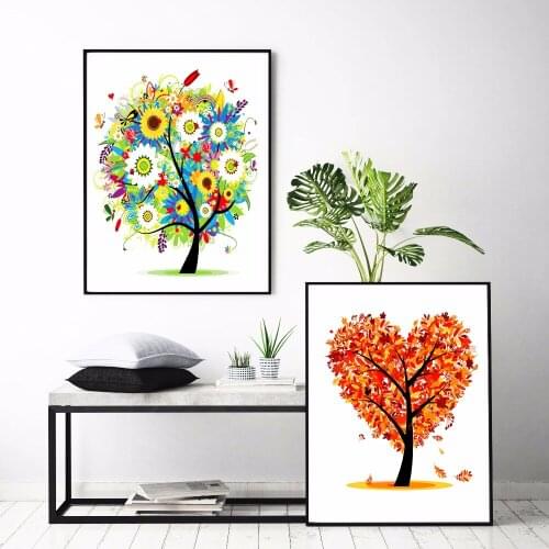 Watercolor Colorful Tree Canvas Art Print Painting Poster Wall Pictures For Living Room Decor Home Decorative No Frame