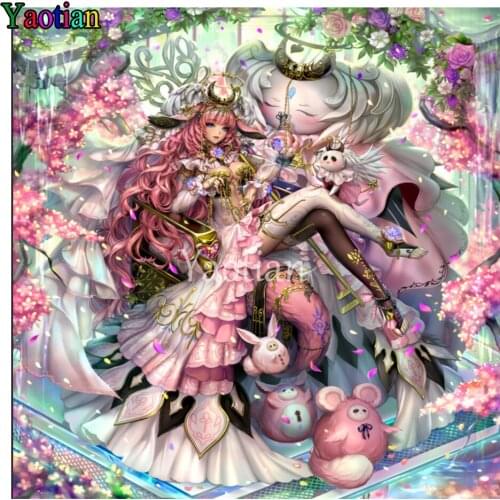 5D DIY Diamond embroidery Princess girl Mosaic Kit Picture Japanese Cartoon Girl Diamond Painting Full Square Round Drill