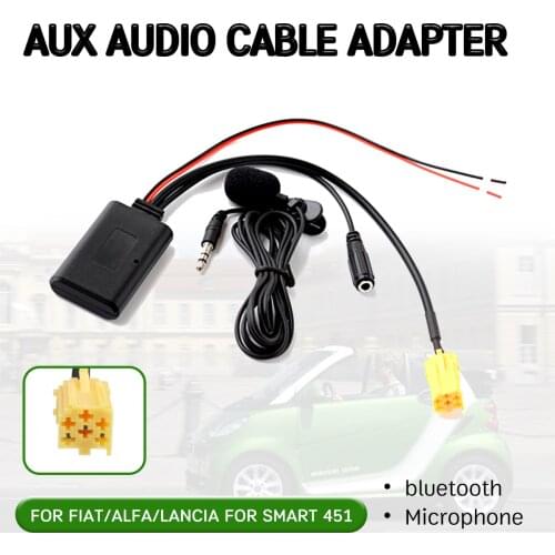 Bluetooth Aux Receiver Cable Adapter with microphone for Alfa Romeo 159 for Fiat Grande Punto for 6 Pin Audio CD Head Unit