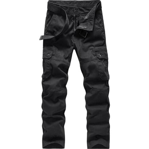 2020 Autumn Mens Cargo Pants Mens High Quality Cotton Straight Trousers Man Military Camo Male Army Work Joggers Pants+Belts