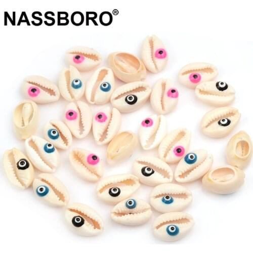 10-17mm Evil Eye Beads Natural Color Shell Conch Beads Pink Blue Black eye Jewelry Accessories Without Holes DIY/Handmade