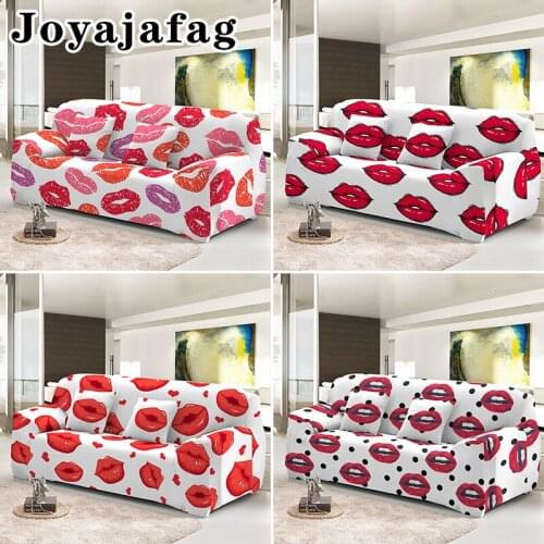 Red Lips Full-cover Elastic Couch Cover Dust Proof Stretch Sofa Covers 1/2/3/4 Seater Washable Slipcover For Living Room Decor