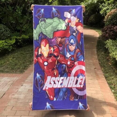 Disney The Avengers Captain America Bath Towel Cartoon Children Kids Boy Adult Large Spiderman Beach Towel Home Textile 70x140CM