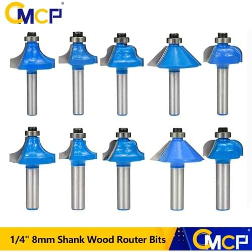 CMCP 1pcs 6.35mm 8mm Shank Wood Router Bits Carbide CNC Milling Cutters Corner Rounding Wood Cutter Tools