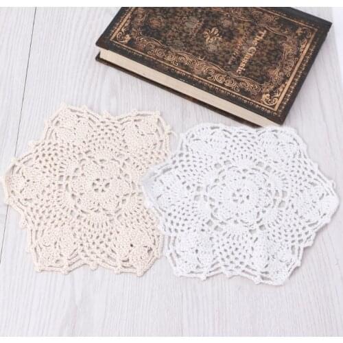Cotton Mat Hand Crocheted Lace Doilies Flower Shape Coasters Cup Mug Pads N58C