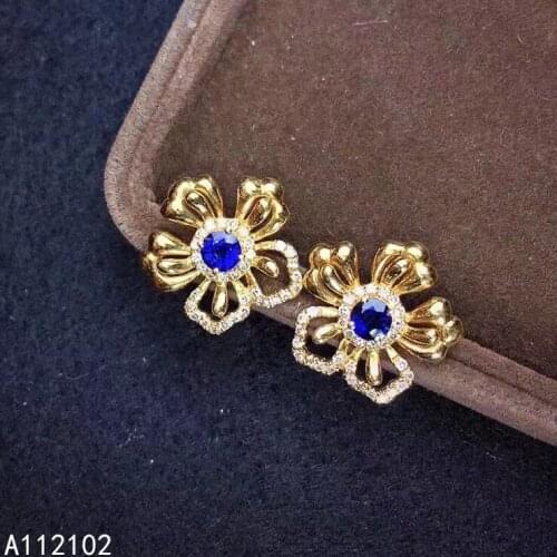 KJJEAXCMY fine jewelry 925 silver natural sapphire new girl classic earrings ear stud support test Chinese style with box