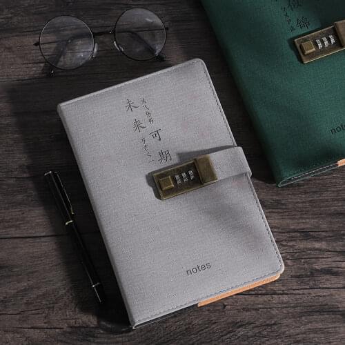 Retro password book with lock creative diary simple student notebook Japan and South Korea thickened hand ledger password lock