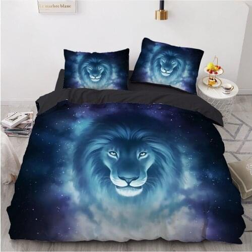 3D Bedding Sets Europe Queen King Duvet Cover Set 3PCS Blanket Quilt Comforter Case Pillowcases Bedclothes Animal Galaxy lion