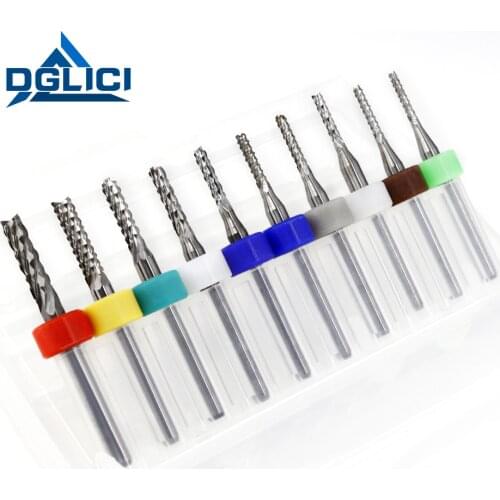 GDLICI 3.175mm 10Pcs PCB Corn Teeth End Mill Engraving Bits CNC Router Bits Set Milling Cutter 1/8" Shank Carbide Milling Tools