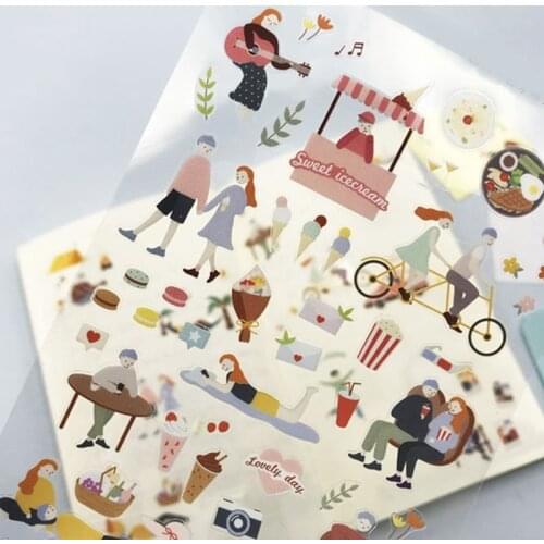 Korea origin lovely day cutting dies sticker scrapbooking planner DIY decorative music festival guitar girl foods stickers