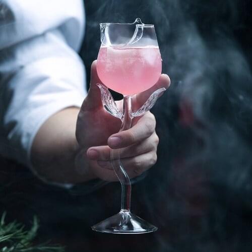 Creative Cocktail Glass Rose Flower Design Crystal Transparent Personality Cocktail Beer Mug Cup Glass Wine Whiskey Drinking