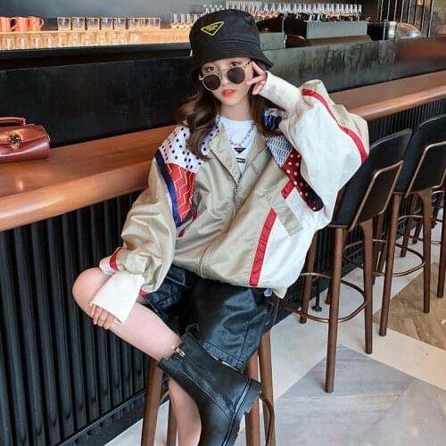 Girls Fashion Loose Sports Jacket Spring And Autumn Youth Long Sleeve Casual Zip Cardigan Kids Green Khaki Trendy Top 6 8 10 Y