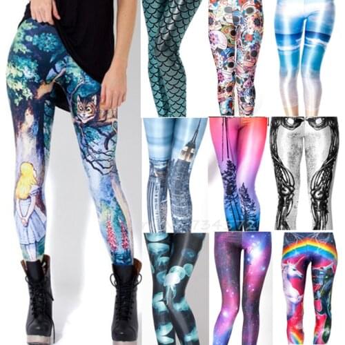 4XL Design Punk Rock Fashion Women Digital Print Galaxy Leggings Alice in Wonderland Blood Camouflage Pants Legging GL-22
