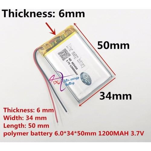 Best battery brand Size 603450 3.7V 1200mah Lithium polymer Battery with Protection Board For MP3 MP4 MP5 GSP Digital Produc