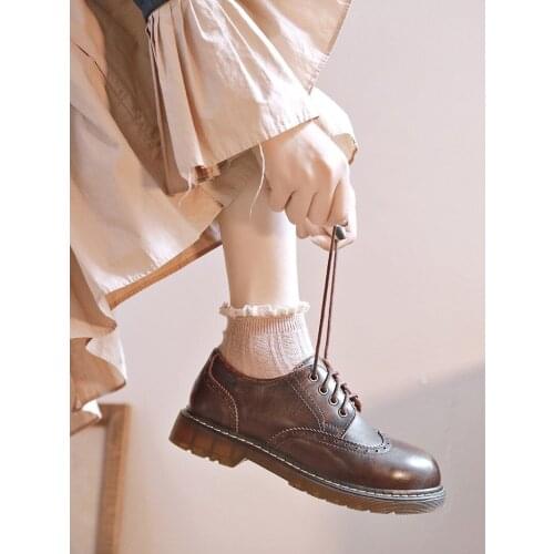 Brock Carved Jk Small Leather Shoes Female Japanese British Retro College Style Loli Japanese Uniform Brown Lolita Single Shoes