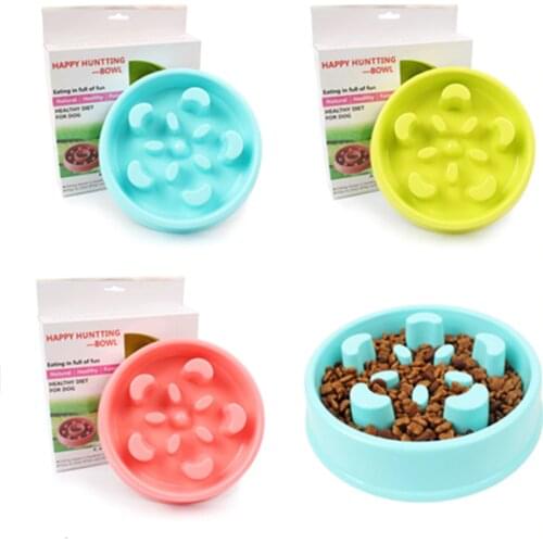 Bowl Pet Container Dog Dish Size Dog Cat Food Water Feeder Eat Slow Exercise Colorful Beautiful Supplies