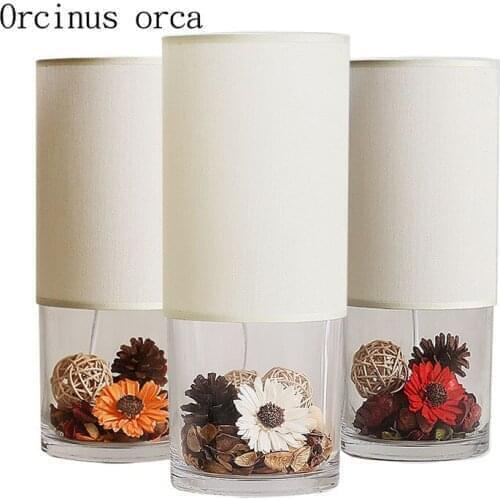 Nordic modern simple dry flower glass table lamp study bedroom bedside lamp creative plant ecological table lamp