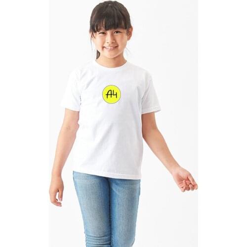 100% Cotton New Merch A4 Round LOGO T-shirt Boys Spring Summer Short Sleeve Casual T Shirts Tops Childrens Fashion Tees