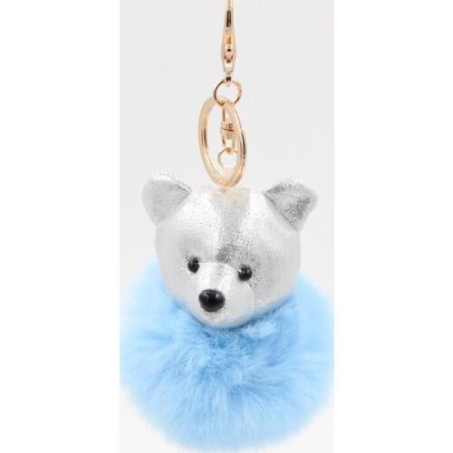 2019 New Fashion Jewelry Cute bear Ball Key Chain Car Keyring Holder Bag Pendant Charm Keychain Plush Fur New Cute Women Key