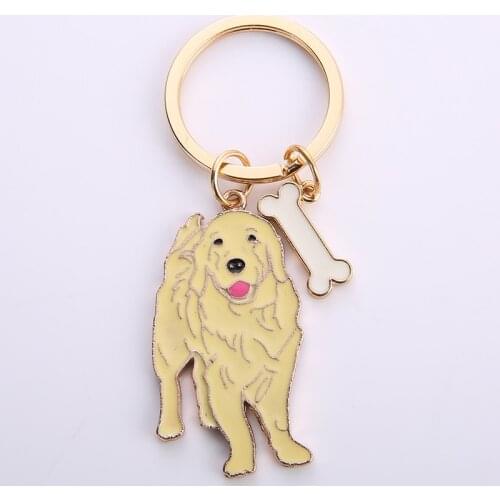 NEW Golden Retriever Dog Animal Gold Silver Plated Metal Pendant Keychain For Bag Car Women Men Key Ring Love Jewelry GIFTS