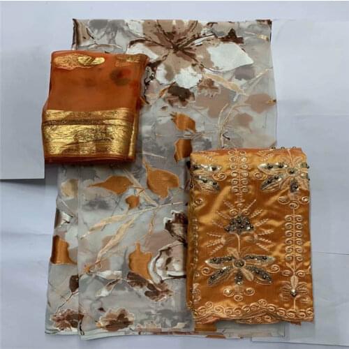 2021 New Arrival High Quality embroidery Printing 2+3+2 Yards Three-Piece Suit Silk Fabric For Sewing Textile Material! LXF34181