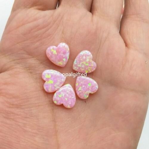 New Arrived (3pcs/lot)Free shippping Synthetic 10mm Light Pink Opal Heart Charm Stone for fashion Necklace Lab created opal bead