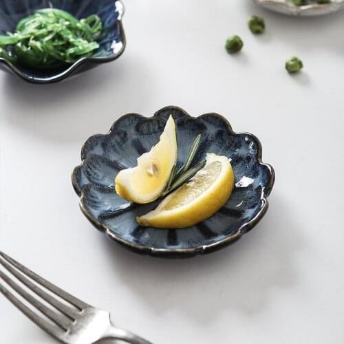 Originality Ceramics Plate Flavor Small Dish Seasoning Dish Food Plate A European Flower Dish Ceramics Tableware White Blue