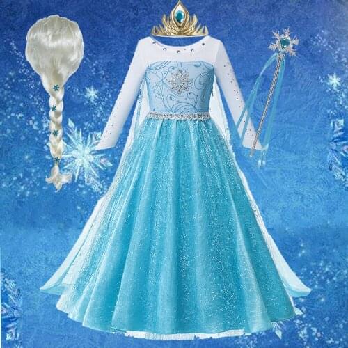 Elsa Girls Dress Girls Princess Dress Christmas Halloween Party Costumes Children Birthday Vestidos Robe Kids Clothes Snow Queen