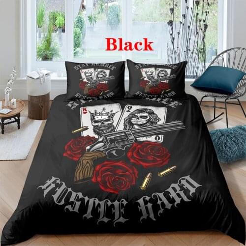 Poker Pistol Bedding Set Rose Cool Fashion Luxury 3d Duvet Cover Set Comforter Bed Linen Twin Queen King Single Size Dropship
