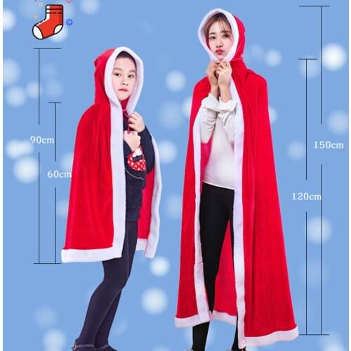 Christmas Costumes for Boys and Girls Hooded Cloak Cape Gown Red Party Cosplay Robe