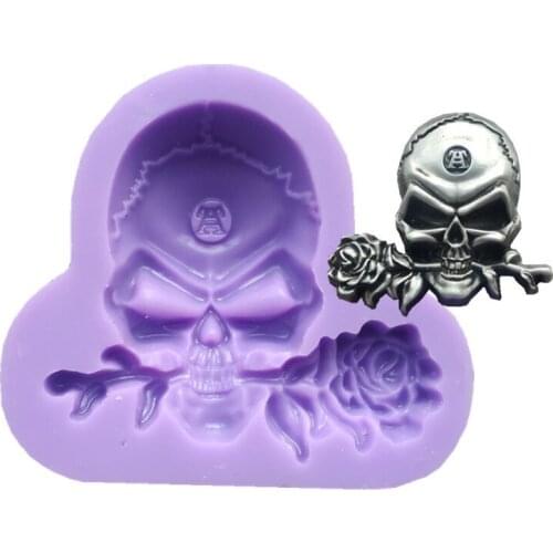 Skull Rose Silicone Mould Decorating Molds Cake Silicone Mold Sugarpaste Candy Chocolate Gumpaste Clay Mould M012