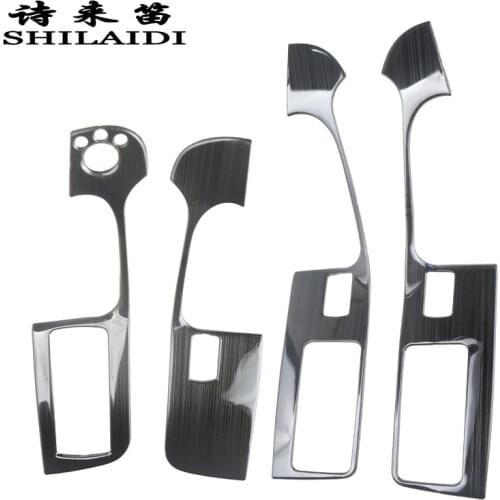 Car styling door armrest panel cover trim for Audi A6 C5 C6 window glass lift buttons frame decal strip Stainless steel stickers