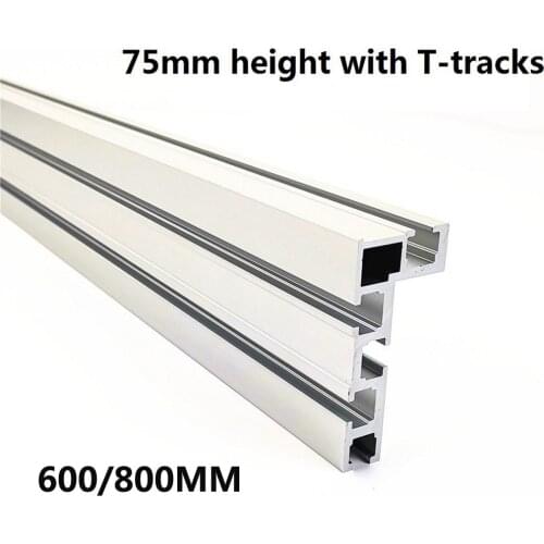 T-Track T-Slot Miter Track Stop Woodworking T-tracks Aluminum Table Saw Fence Workbench DIY Woodworking Tools 600/800MM 75 Type