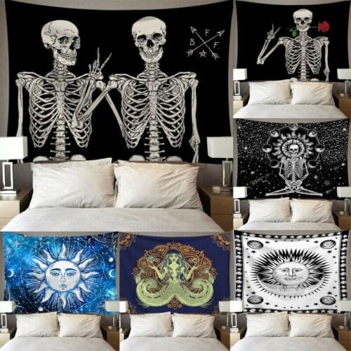 Twin Human skeleton Tapestry Wall Hanging Mandala Blanket Throw Home Dorm Decor