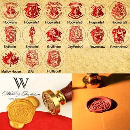 Magic School Crest Sealing Wax Stamper for File Envelope(Seal Head + Wooden Handle) Envelope Seal Stamp Greeting Card Decoration