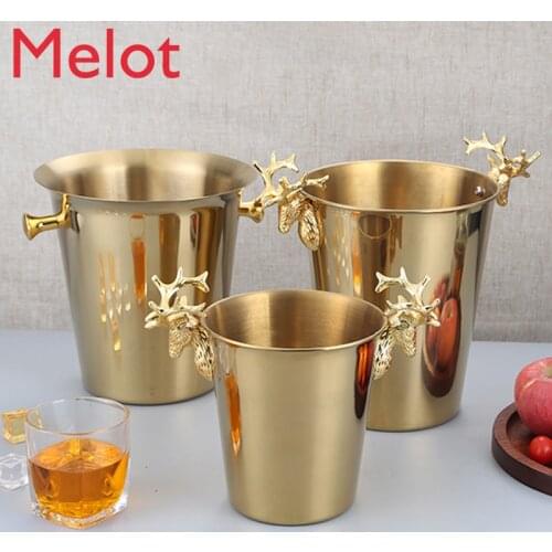 European High-End Deer Head Decoration Ice Bucket Household Gold European Champagne Bucket Stainless Steel Ice Bucket Bar