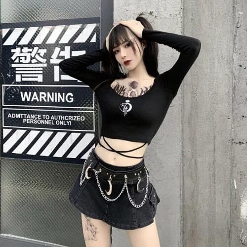 Clothing women 2020 Rose Moon Embroidered Long Sleeve Top Student Girl All-match T-shirt undefined bts harajuku Top women