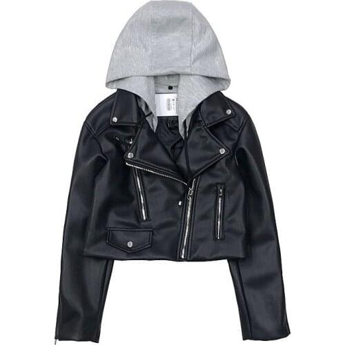 2019 New Women Motorcycle Faux Leather Jackets Ladies Hooded Autumn Biker Streetwear Coats Female High Street Leather Jackets