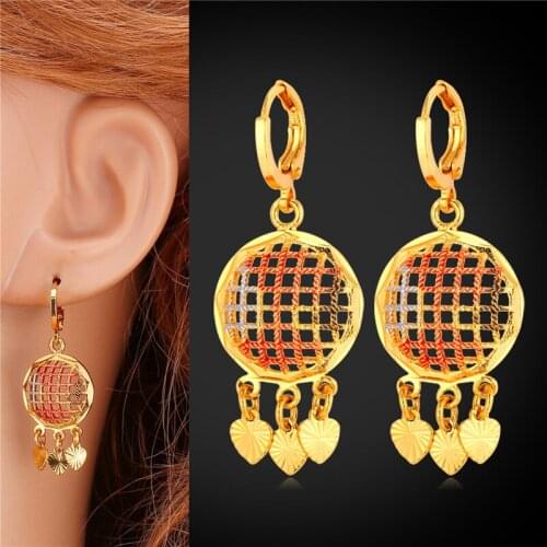 Women Heart Drop Earrings Saint Valentines Day Gift Gold Color Dangle Earrings 2016 Fashion Jewelry New Style E1708