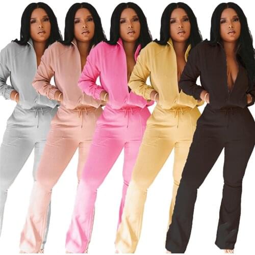 Women Zipper Two Piece Set Autumn Long Sleeves Top And Pants Set Female Solid Color Running Womens Tracksuit Ladies Sportwear