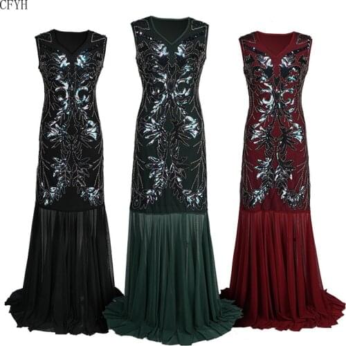 Women Sequined Dress 1920s Inspired Sequins Beads Full Fringed Deco Dress Women Short Sleeve Sequin Vintage Party Dress