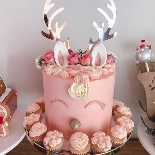 Gold Acrylic Merry Christmas Cake Topper Christmas Cupcake Toppers Flags For Home Xmas Christmas Party Cake Decorations 2020 New