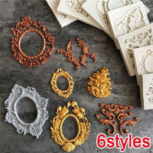 1PC 6 Styles Soft Silicone Cake Molder Retro Frame Cake Chocolate Mould Fondant Mold Cake Decorating Kitchen Tool Bakeware