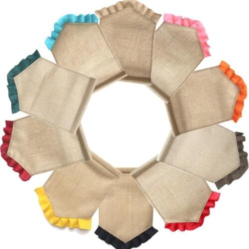 100pcs/lot 31*46cm Colorful Ruffle Burlap Garden Flags DIY Jute Liene Yard Flag House Decoration Hanging Flag 13 colors SN711