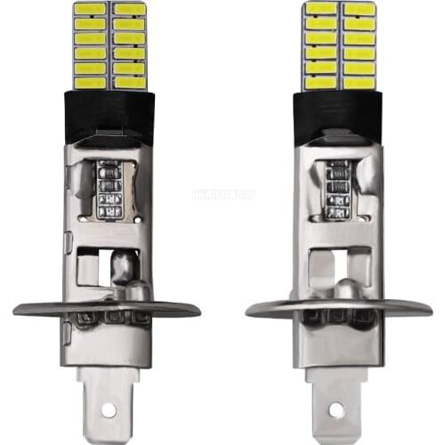 100Pcs/Lot H1 H3 LED Bulb Super Bright 4014 24SMD Car Fog Lights 12V 24V 6000K White Driving Day Running Lamp Auto Led Car