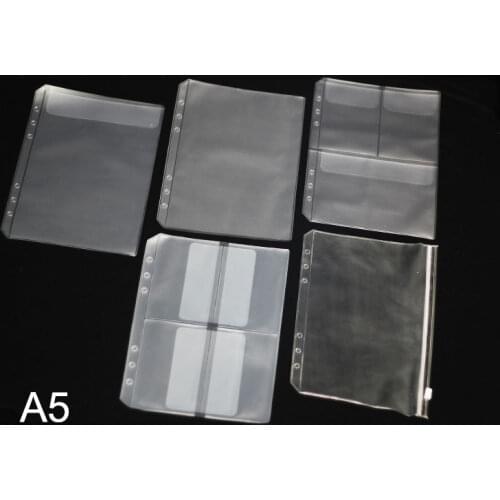 20PCS A5 Binder Rings Notebook PVC Zipper Bag Cards Holder Transparent Separated Planner Pockets Organizer Filing Accessories