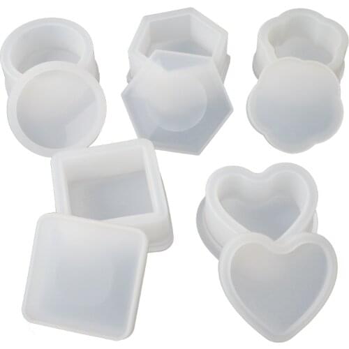 5 Pcs Box Resin Molds with lids Silicone Molds for DIY Craft Making Storing Earrings, Rings, Coins, Keys Ashtray