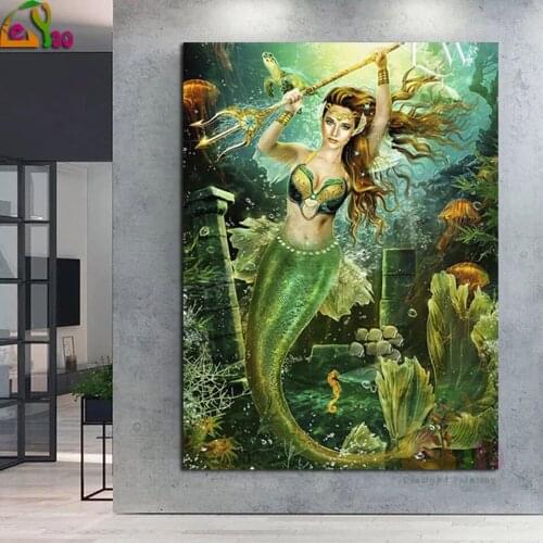 5d Diy Diamond Painting Cross Stitch Set The Noble Mermaid Home Decoration Square Round Diamond Embroidery 5D Needlework