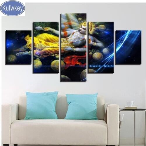 Diamond painting buddha Full drill mosaic Square round diamond embroidery 5 Pieces Hindu Lord Maha Vishnu Painting decor home