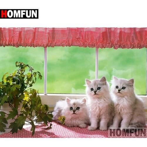 HOMFUN Full Square/Round Drill 5D DIY Diamond Painting "Animal cat" Embroidery Cross Stitch 5D Home Decor Gift A17803